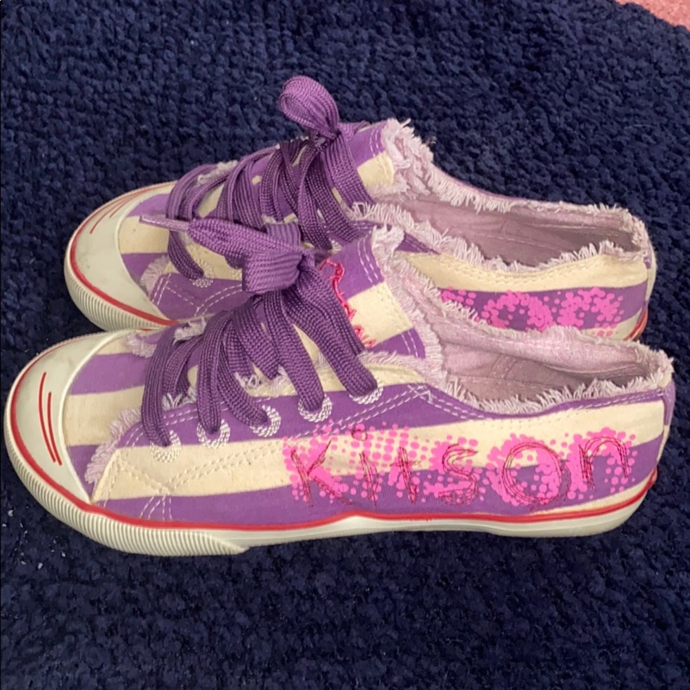Kitson purple striped sneakers